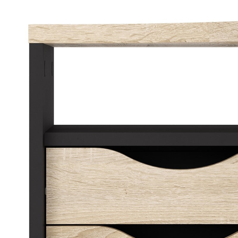 Function Plus Corner Desk 2 Drawers in Black Matt and Oak