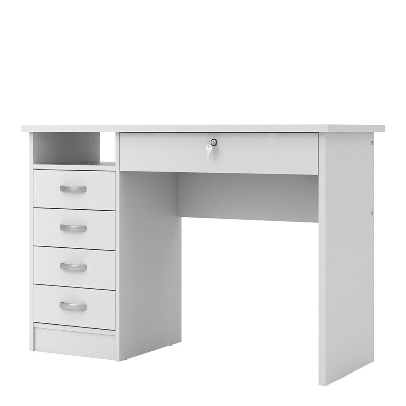 Function Plus Desk 5 Drawers in White