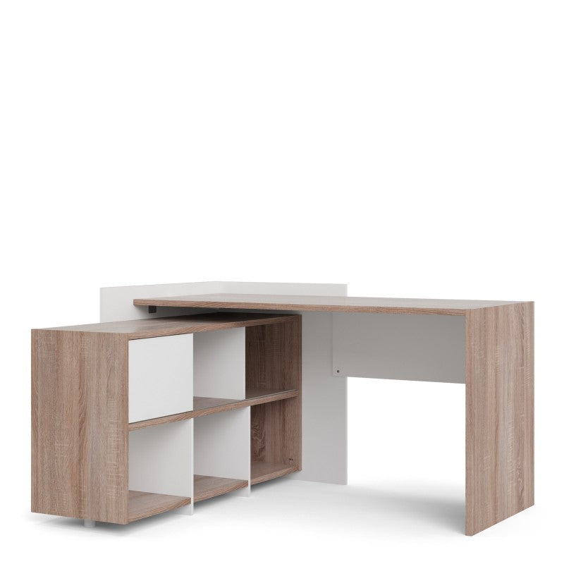 Function Plus Unit Desk with  6 Shelf Bookcase 140x120xh80 cm