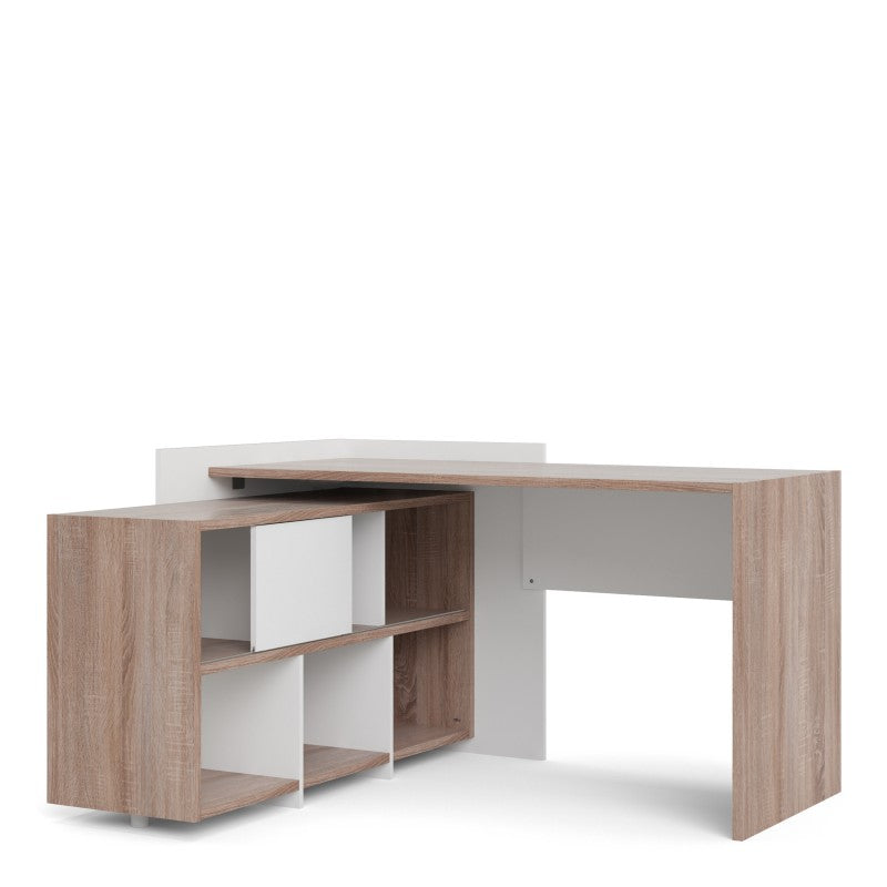 Function Plus Unit Desk with  6 Shelf Bookcase 140x120xh80 cm