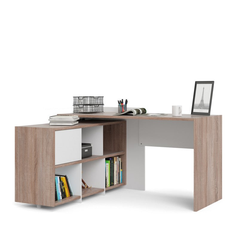 Function Plus Unit Desk with  6 Shelf Bookcase 140x120xh80 cm