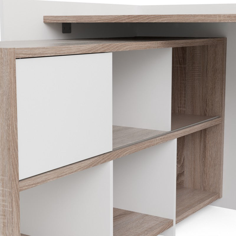 Function Plus Unit Desk with  6 Shelf Bookcase 140x120xh80 cm