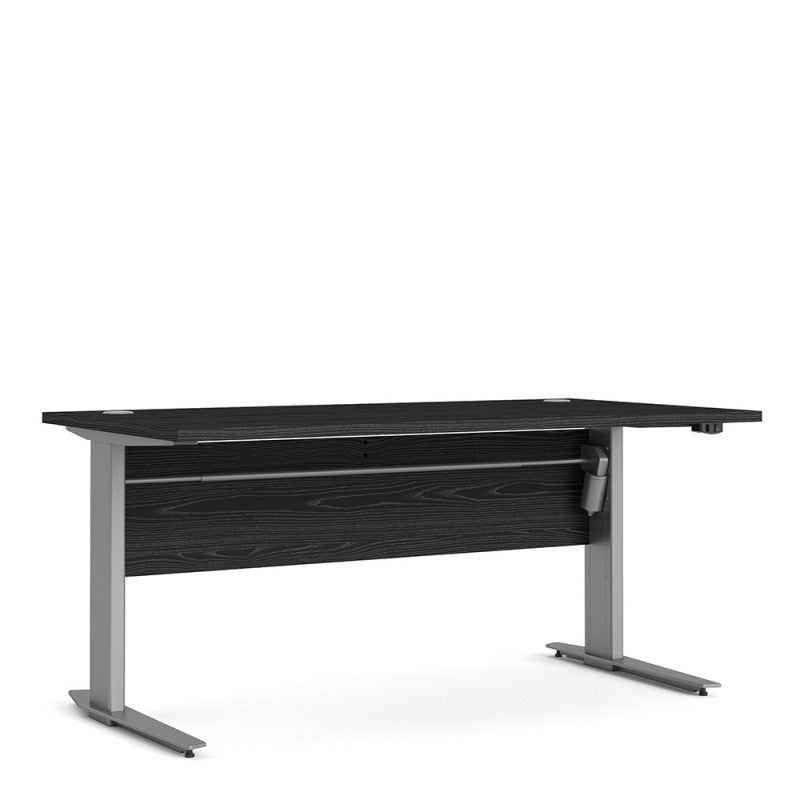 Prima Desk 150 cm in Black woodgrain with Silver grey steel legs