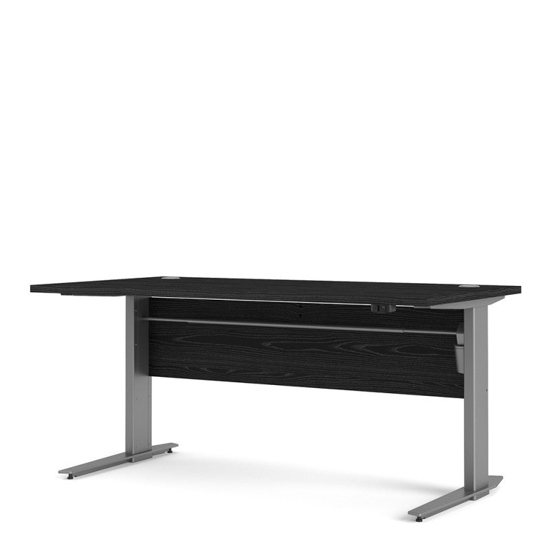 Prima Desk 150 cm in Black Woodgrain with Height adjustable legs with electric control in Silver grey steel