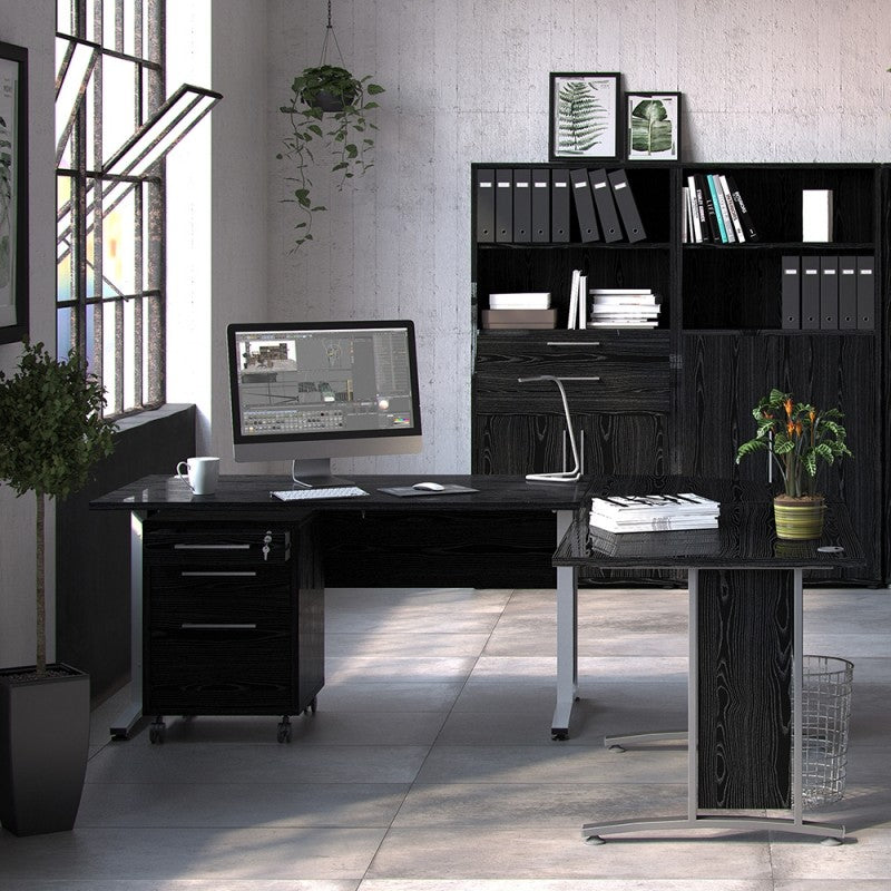 Prima Bookcase 1 Shelve with 2 Drawers + 2 File Drawers in Black Woodgrain