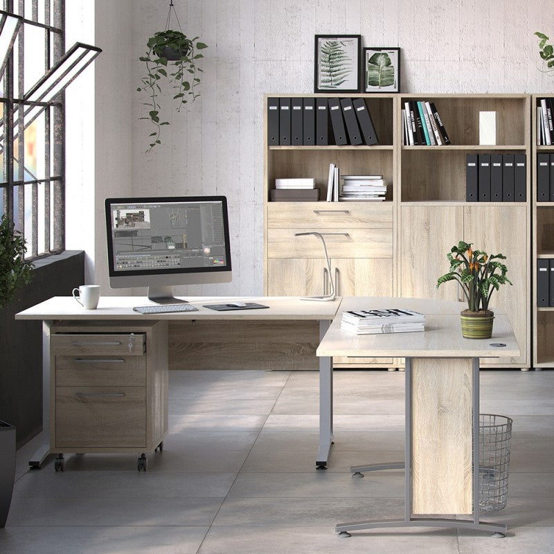 Prima Bookcase 1 Shelve with 2 Drawers + 2 File Drawers in Oak