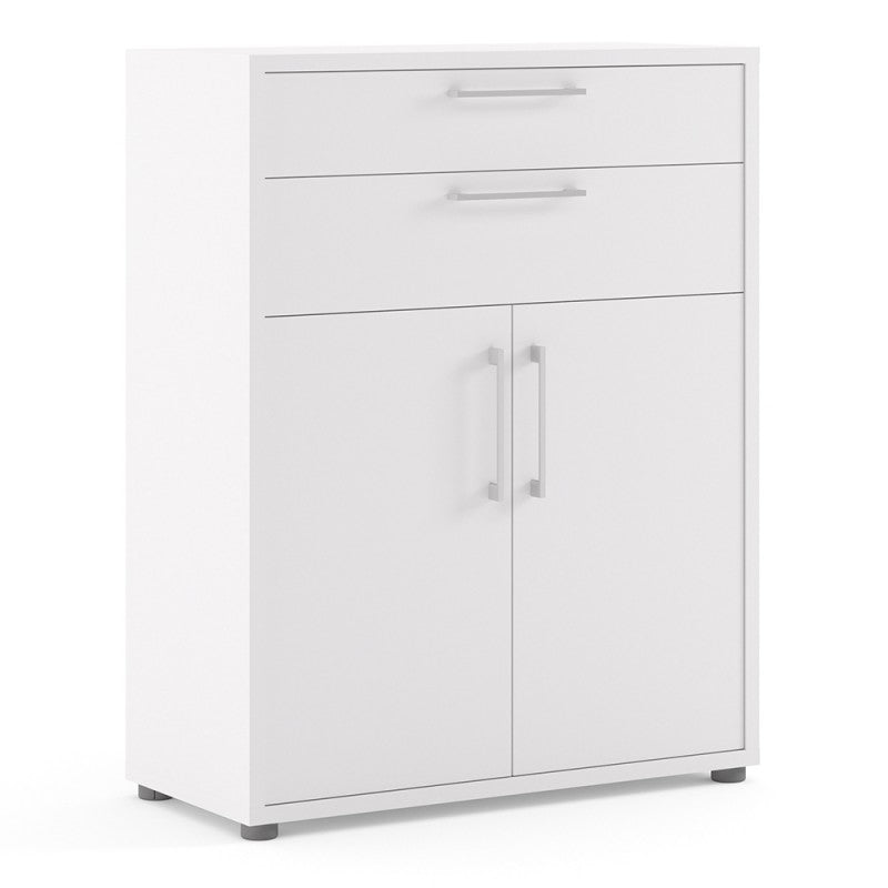 Prima Bookcase 1 Shelve with 2 Drawers and 2 Doors in White