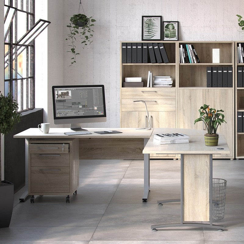 Prima Corner desk top in Oak with White legs