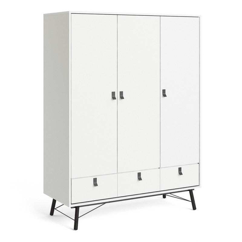 Ry Wardrobe 3 doors + 3 drawers Matt White