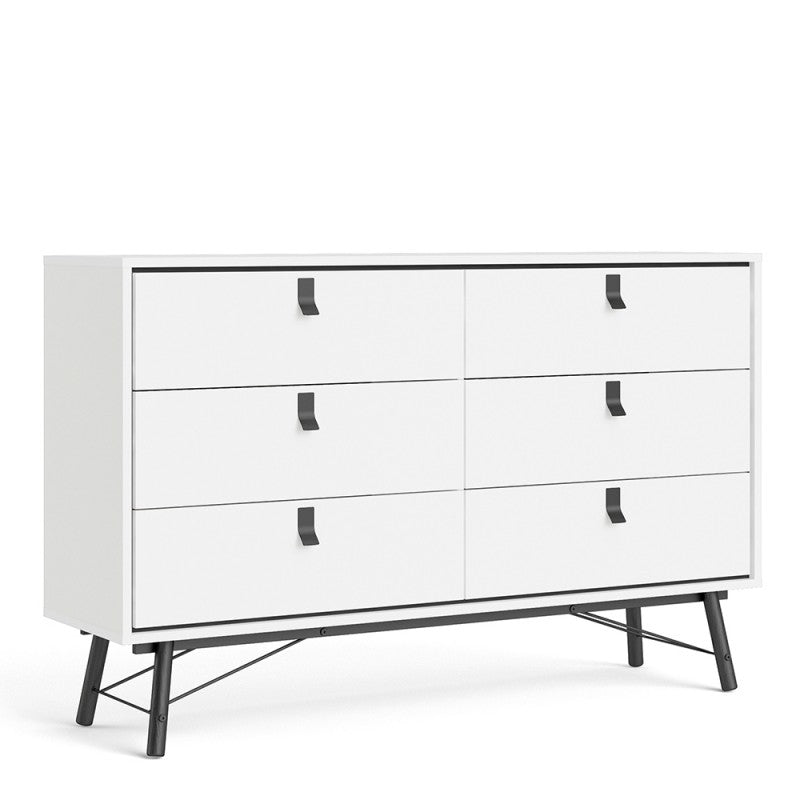 Ry Wide double chest of drawers 6 drawers Matt White