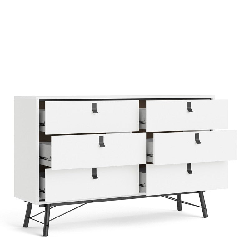 Ry Wide double chest of drawers 6 drawers Matt White