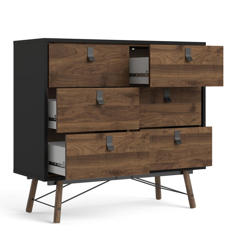 Ry Double chest of drawers 6 drawers Matt Black Walnut