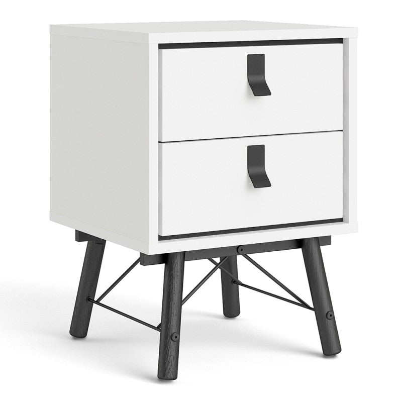 Ry Bedside cabinet 2 drawer Matt White