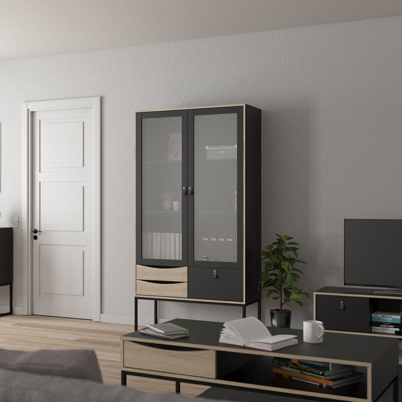 Stubbe China cabinet 2 frame doors + 3 drawers