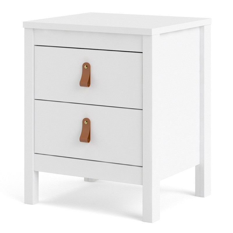 Barcelona Bedside Table 2 drawers in White