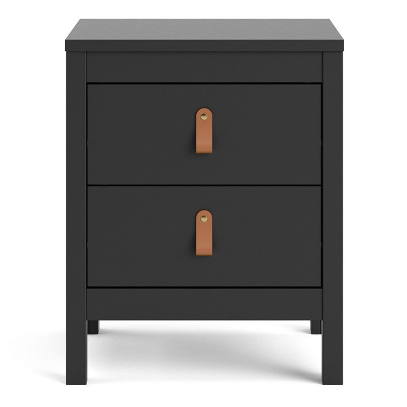 Barcelona Bedside Table 2 drawers in Matt Black