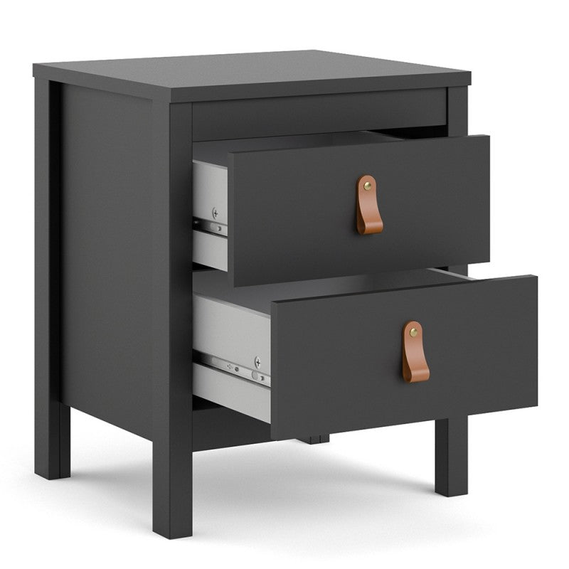 Barcelona Bedside Table 2 drawers in Matt Black