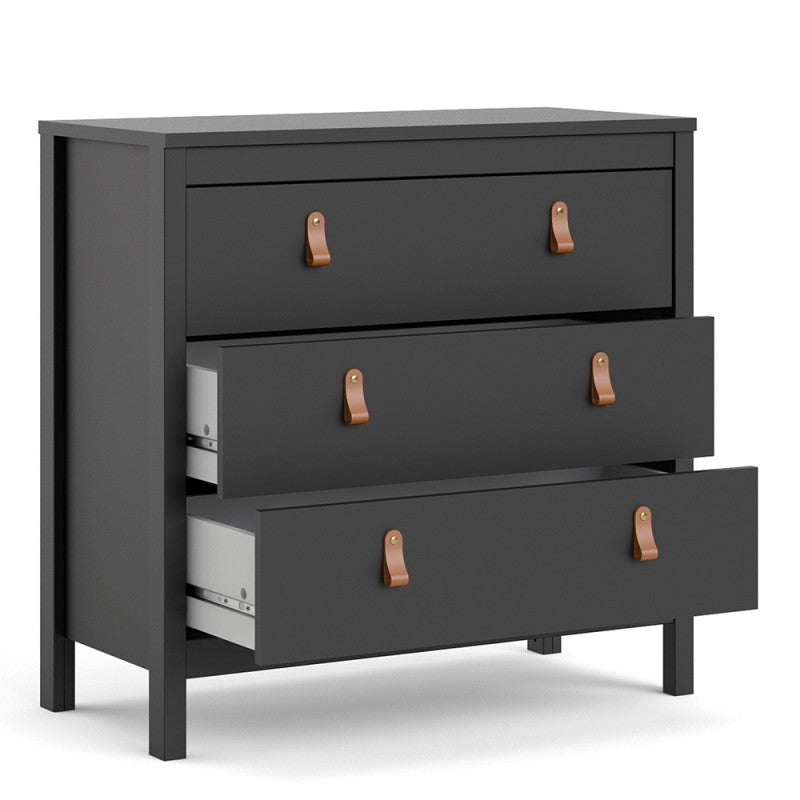 Barcelona Chest 3 drawers in Matt Black