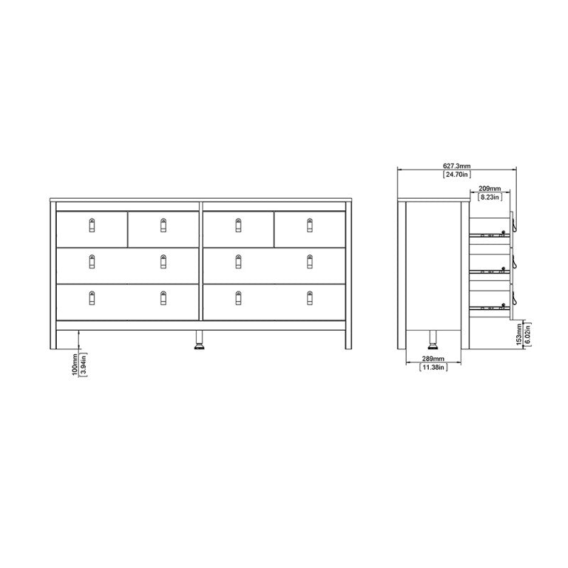 Barcelona Double dresser 4+4 drawers in White