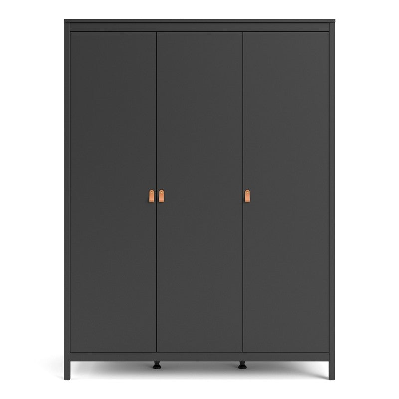 Barcelona Wardrobe with 3 doors in Matt Black