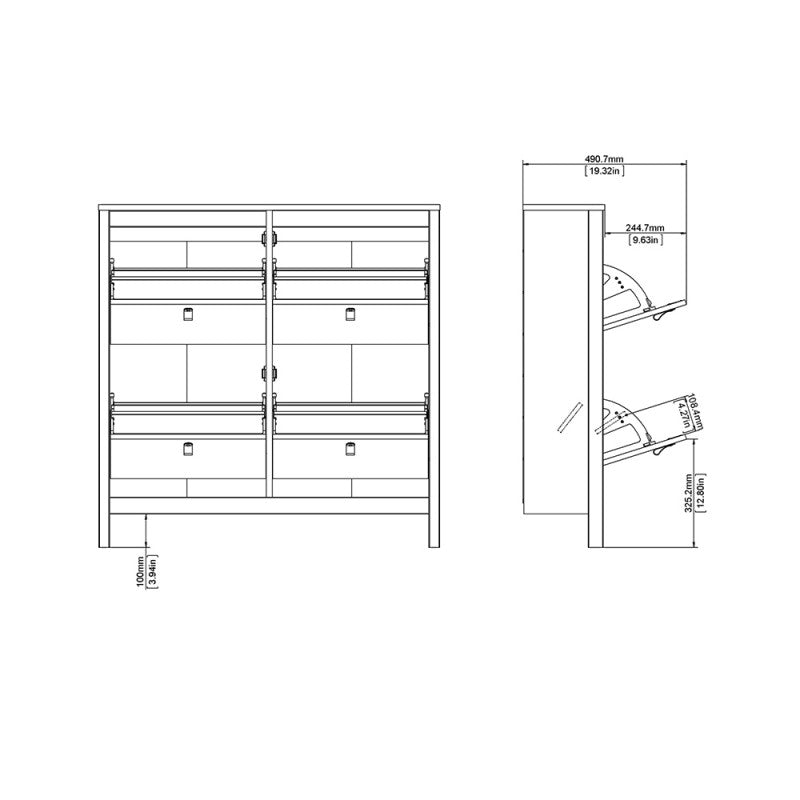 Barcelona Shoe cabinet 4 compartments in White