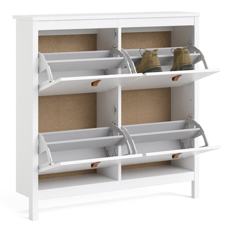 Barcelona Shoe cabinet 4 compartments in White