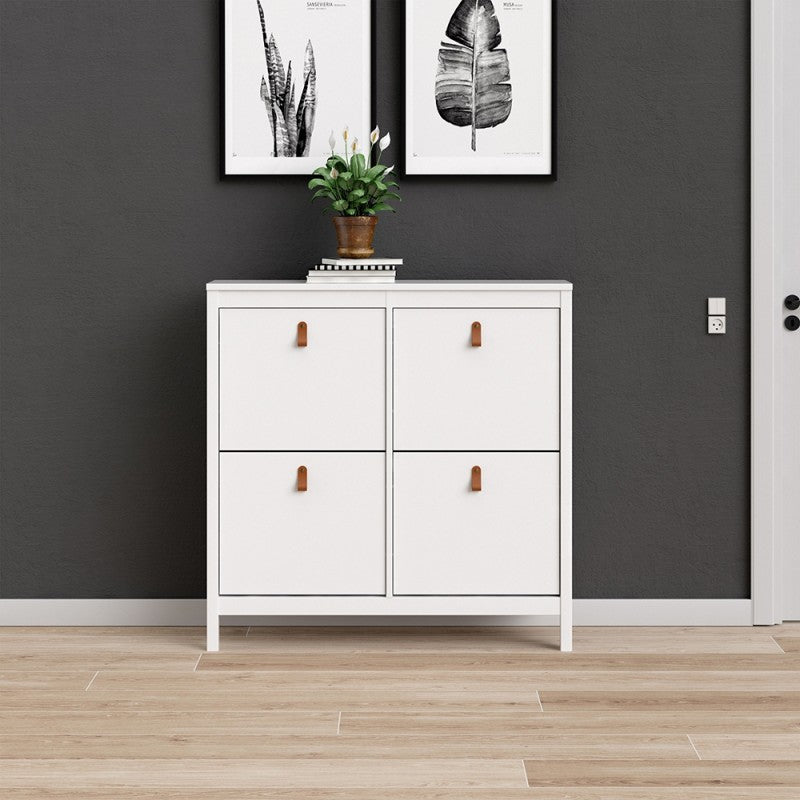 Barcelona Shoe cabinet 4 compartments in White