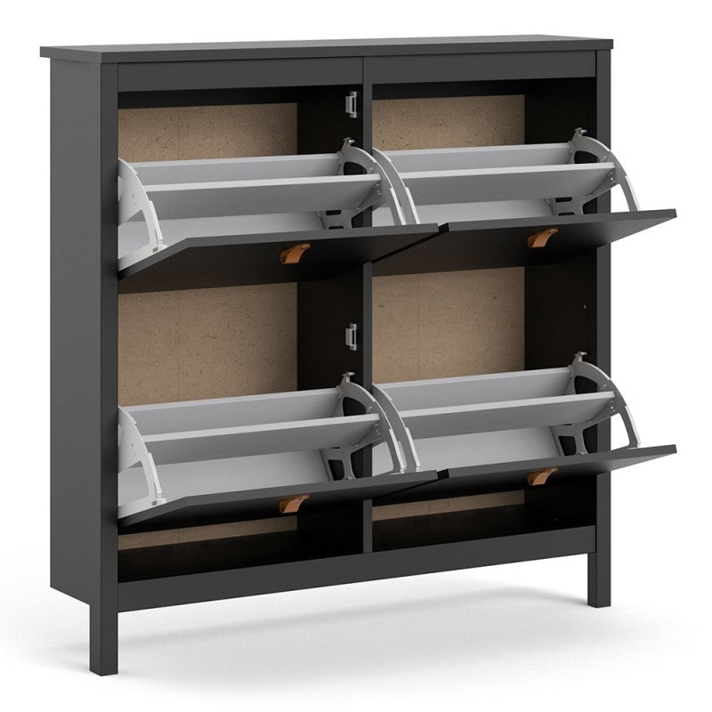 Barcelona Shoe cabinet 4 compartments in Matt Black