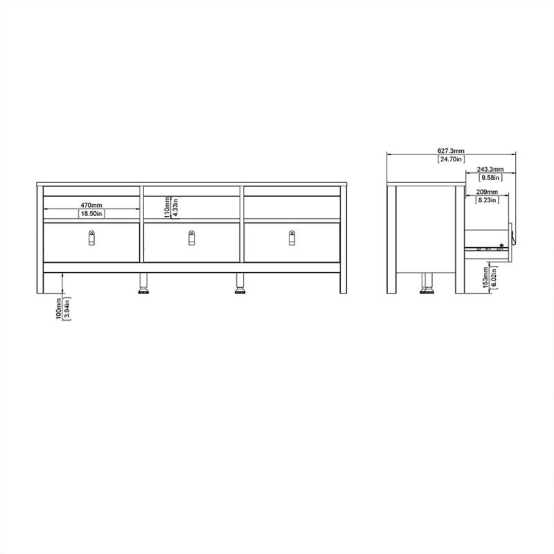 Barcelona Tv-unit 3 drawers in White