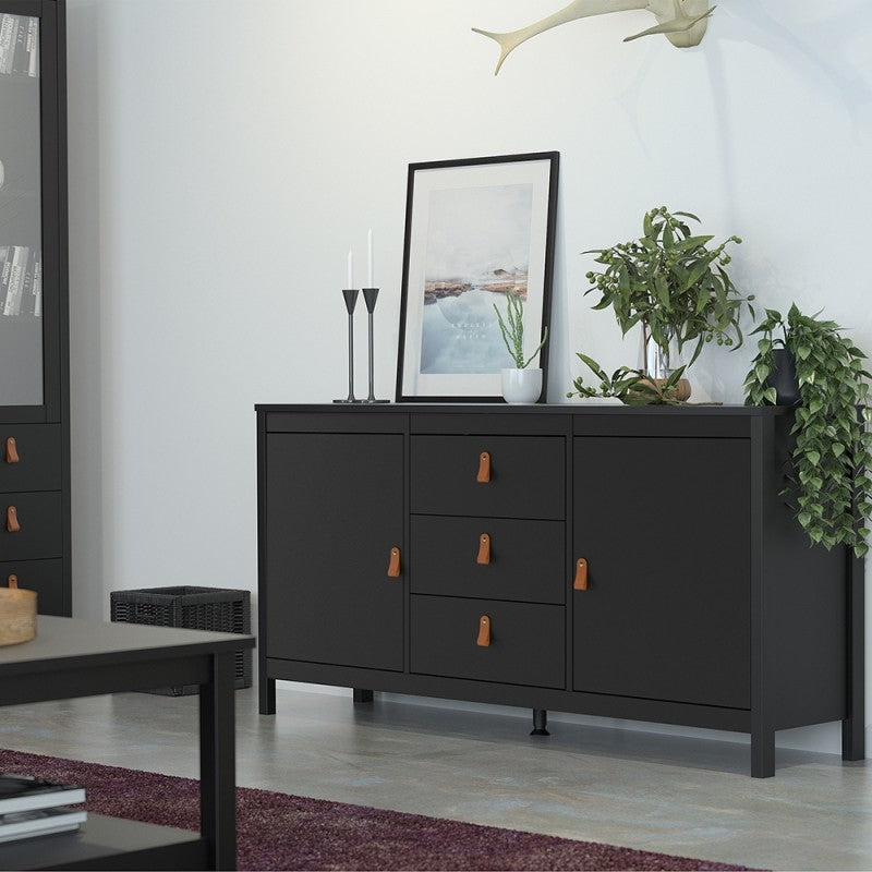 Barcelona Sideboard 2 doors + 3 drawers  in Matt Black