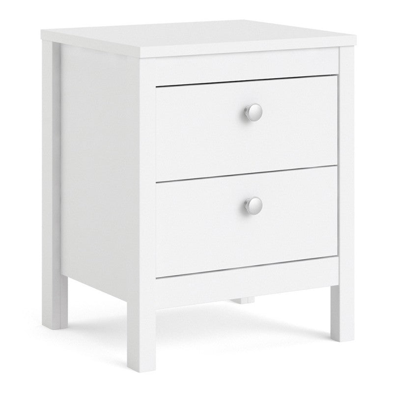 Madrid Bedside Table 2 drawers in White