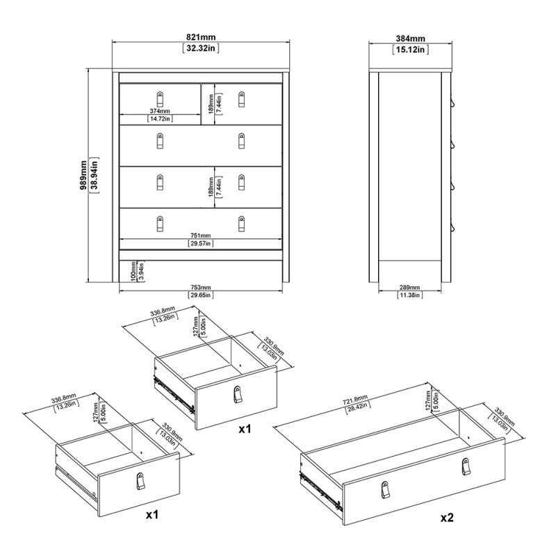 Madrid Chest 3+2 drawers in White