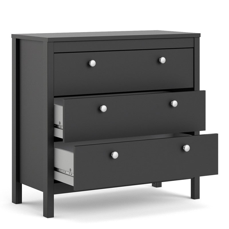 Madrid Chest 3 drawers in Matt Black