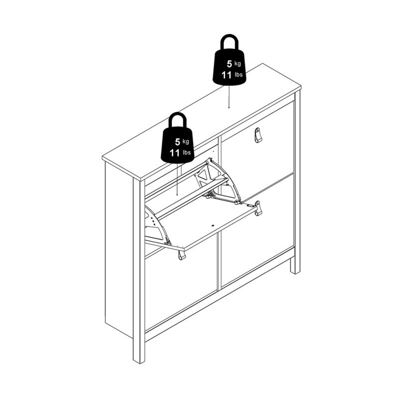 Madrid Shoe cabinet 4 compartments in White