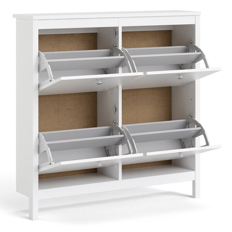 Madrid Shoe cabinet 4 compartments in White