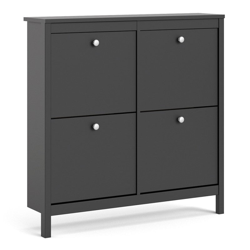 Madrid Shoe cabinet 4 compartments in Matt Black