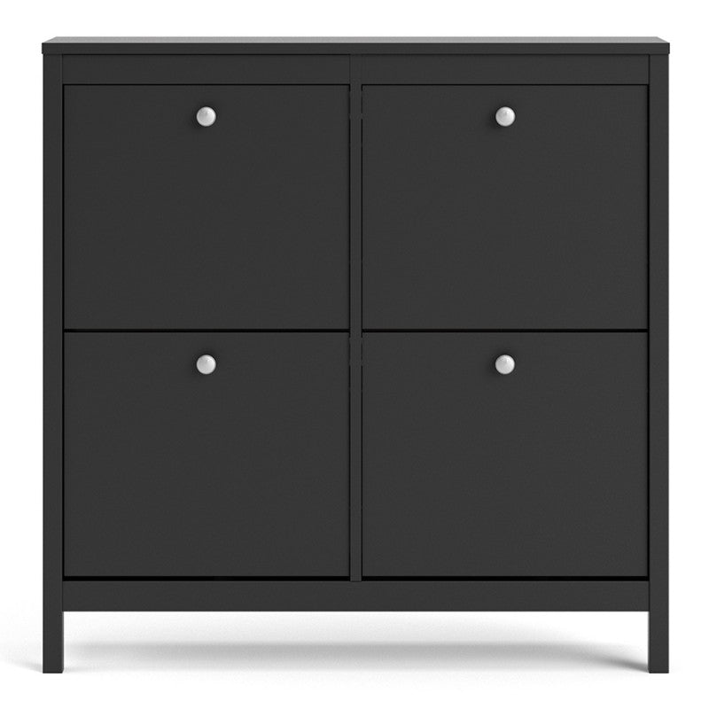 Madrid Shoe cabinet 4 compartments in Matt Black