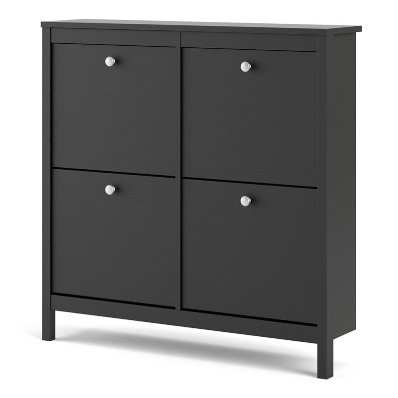 Madrid Shoe cabinet 4 compartments in Matt Black