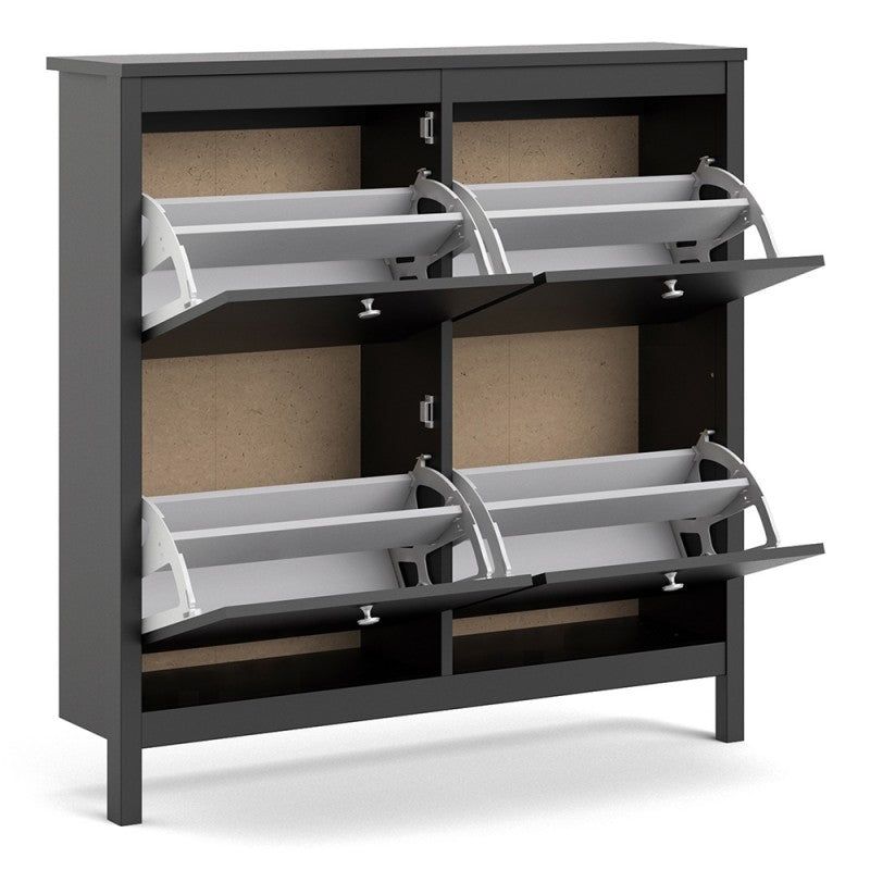 Madrid Shoe cabinet 4 compartments in Matt Black