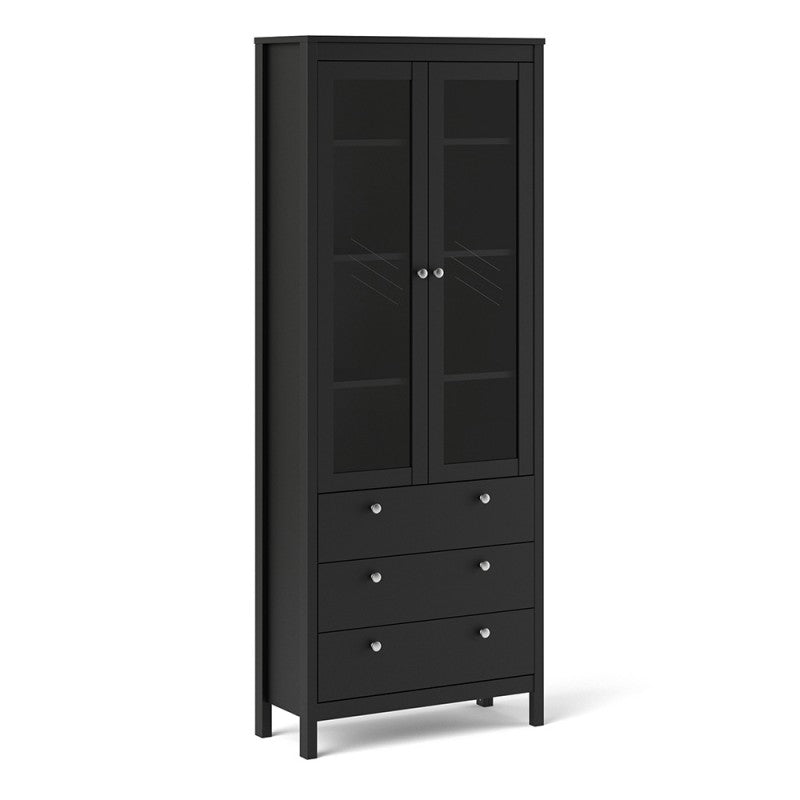 Madrid China cabinet 2 doors w/glass + 3 drawers in Matt Black