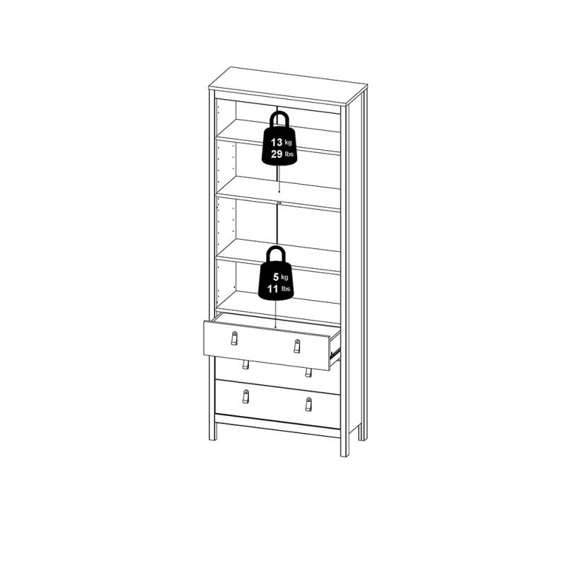 Madrid China cabinet 2 doors w/glass + 3 drawers in Matt Black