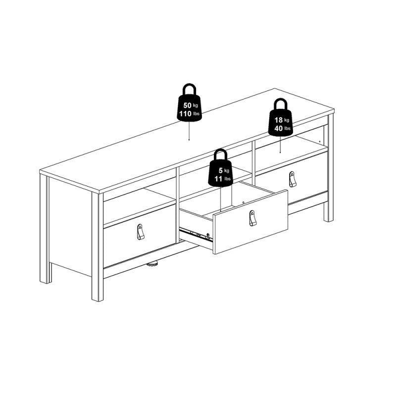 Madrid Tv-unit 3 drawers in Matt Black