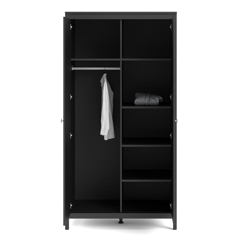 Madrid Wardrobe with 2 doors in Matt Black