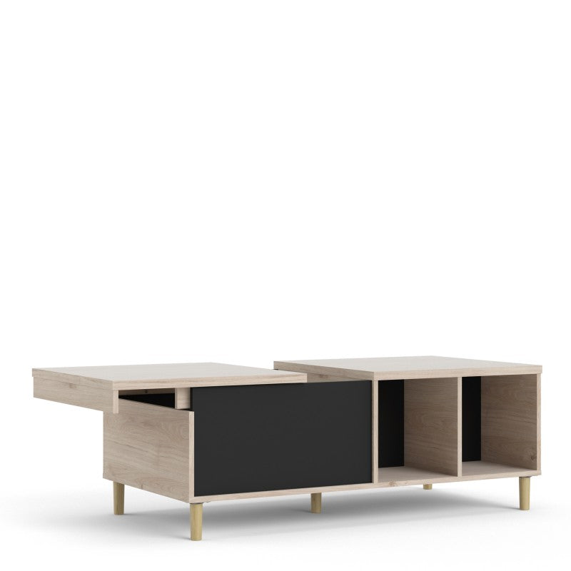 Rome Coffee table with sliding top in Jackson Hickory Oak with Matt Black