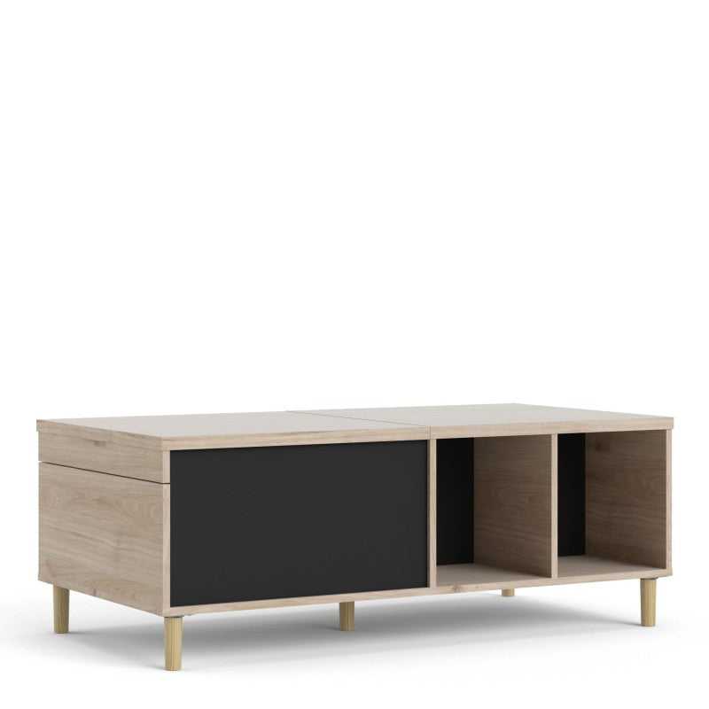 Rome Coffee table with sliding top in Jackson Hickory Oak with Matt Black