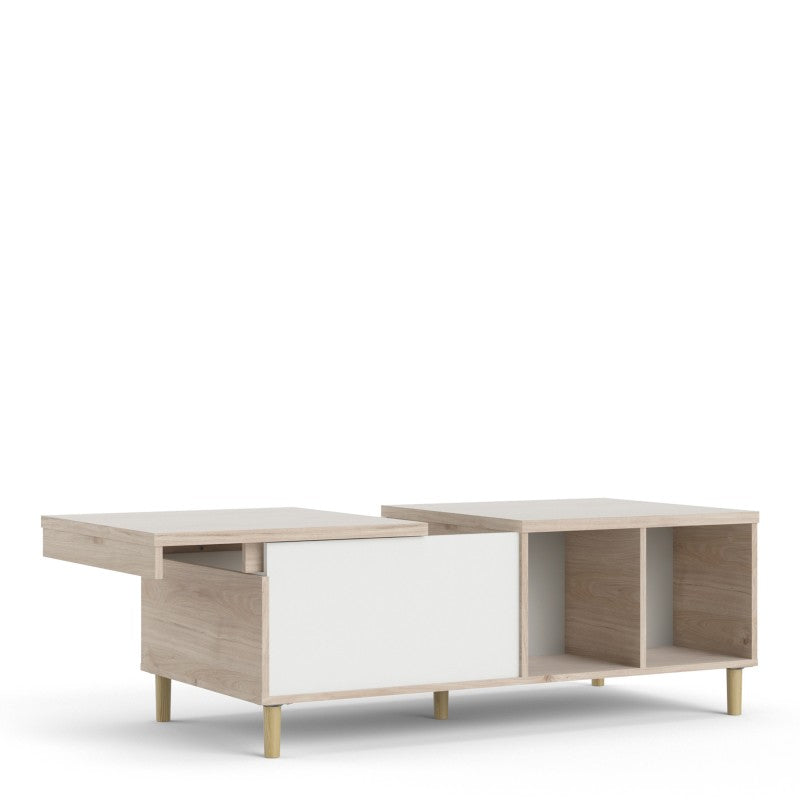 Rome Coffee table with sliding top in Jackson Hickory Oak with Matt White