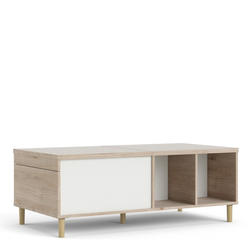 Rome Coffee table with sliding top in Jackson Hickory Oak with Matt White