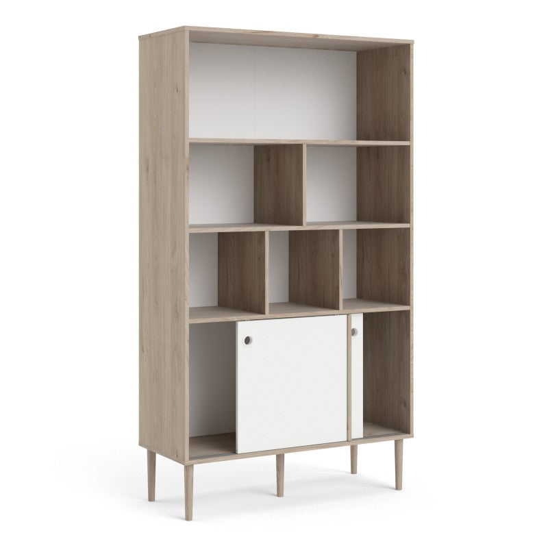 Rome Bookcase 2 sliding doors in Jackson Hickory Oak with Matt White