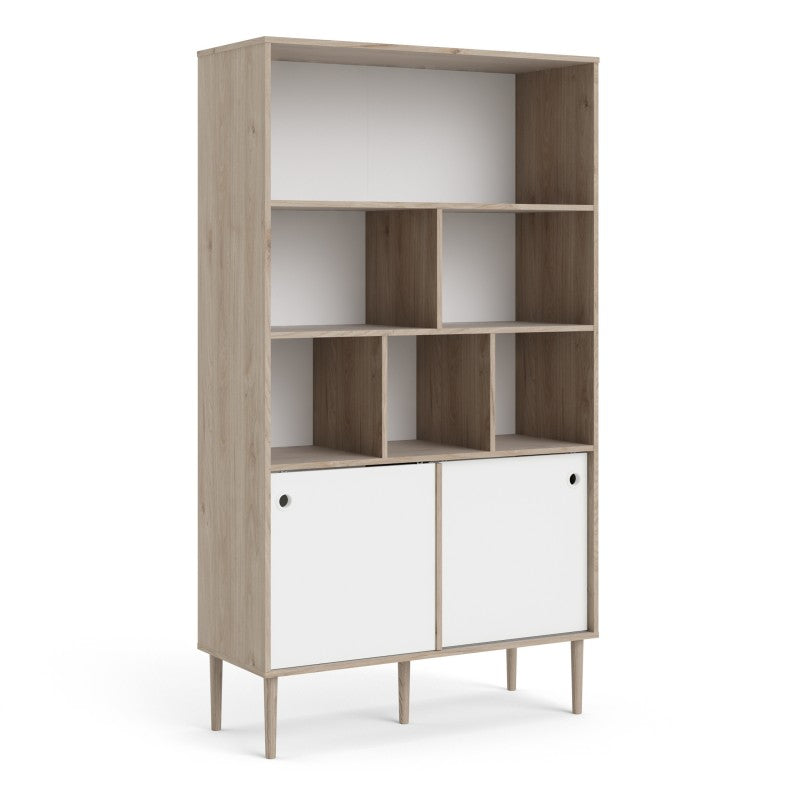 Rome Bookcase 2 sliding doors in Jackson Hickory Oak with Matt White