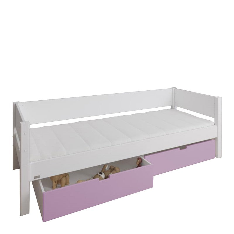 Manis-h White Day Bed and 2 drawers in Dusty Rose
